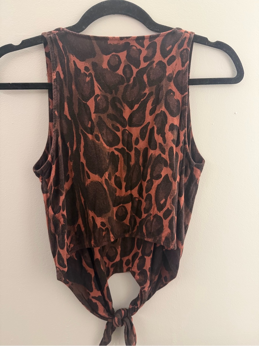 Babaton Rust Brown Leopard-Print Tie Front Tank - Picture 3 of 4